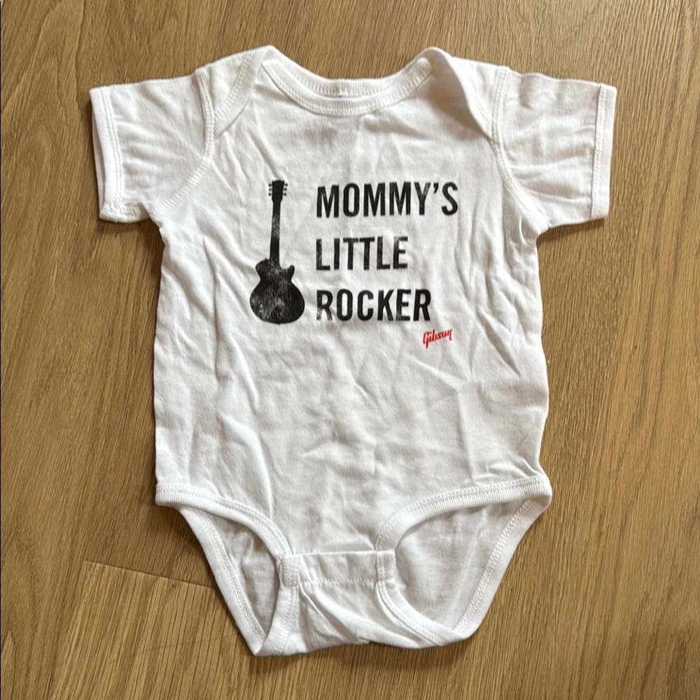 Gibson White Baby One Piece - Mommy's Little Rocker Cotton Size 6-12 Months